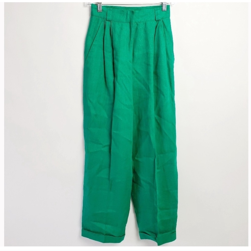 Vintage 90s Gianni Versace Green Linen Pants - Sz XS